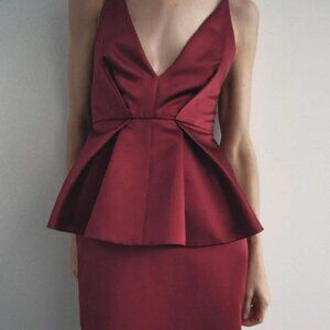 ZARA HEAVYWEIGHT SATIN PEPLUM DRESS